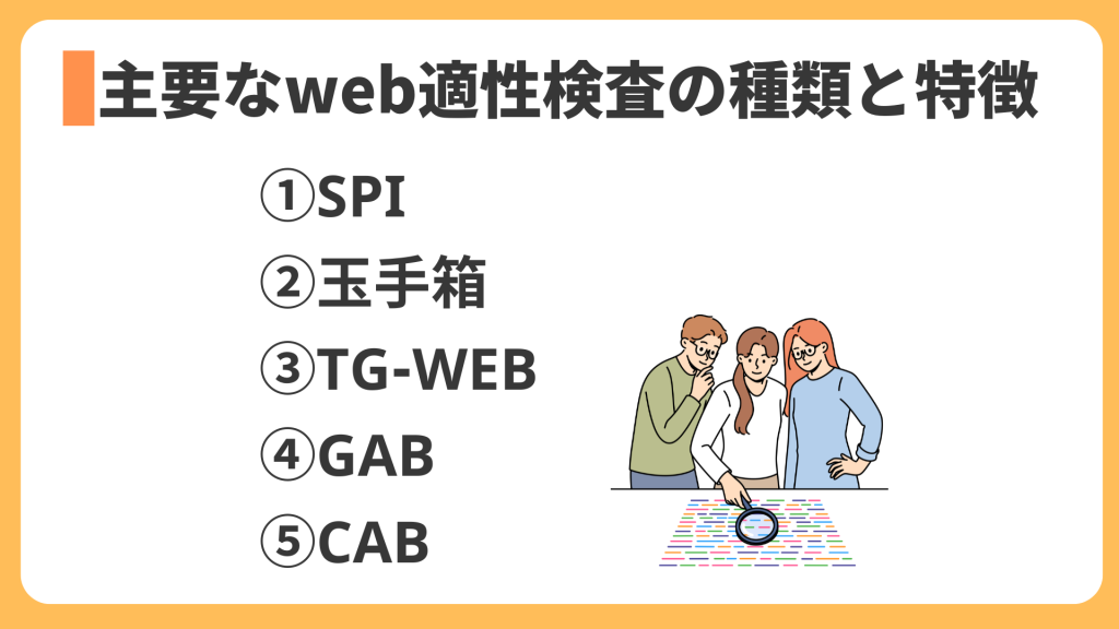主要なweb適性検査の種類と特徴