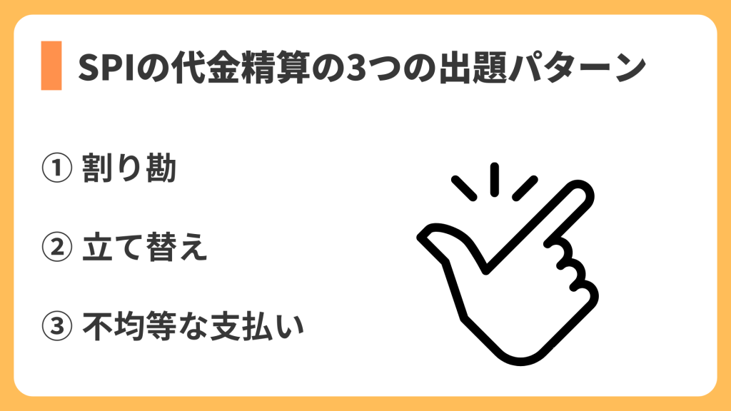 spiの代金精算の3つの出題パターン