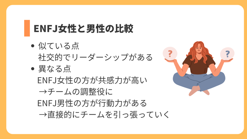 ENFJ女性と男性の比較