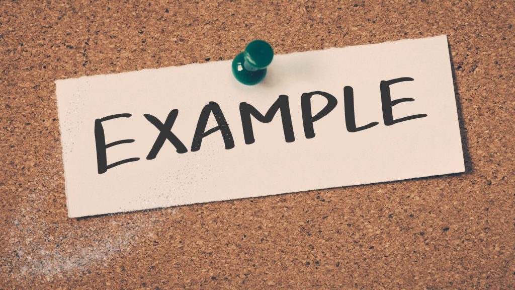 新卒面接で使える自己紹介の例文を紹介するイメージ EXAMPLEと書かれた紙でパターン別自己紹介文を解説する就活向けビジュアル